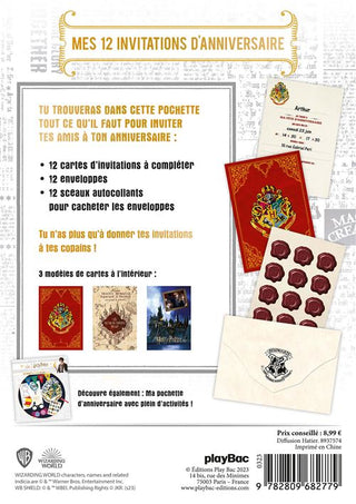 12 Invitations Anniversaire Harry Potter + Enveloppes & Sceaux
