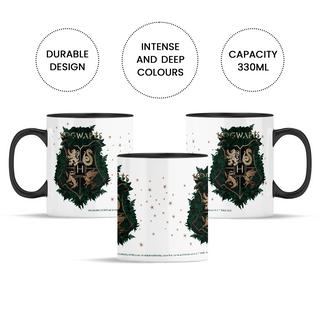 Mug Sortilège Hogwarts Fleuris noir 330ml