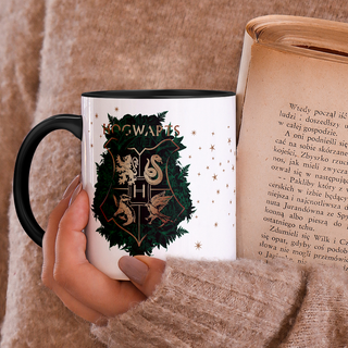 Mug Sortilège Hogwarts Fleuris noir 330ml