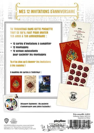 12 Invitations Anniversaire Harry Potter + Enveloppes & Sceaux