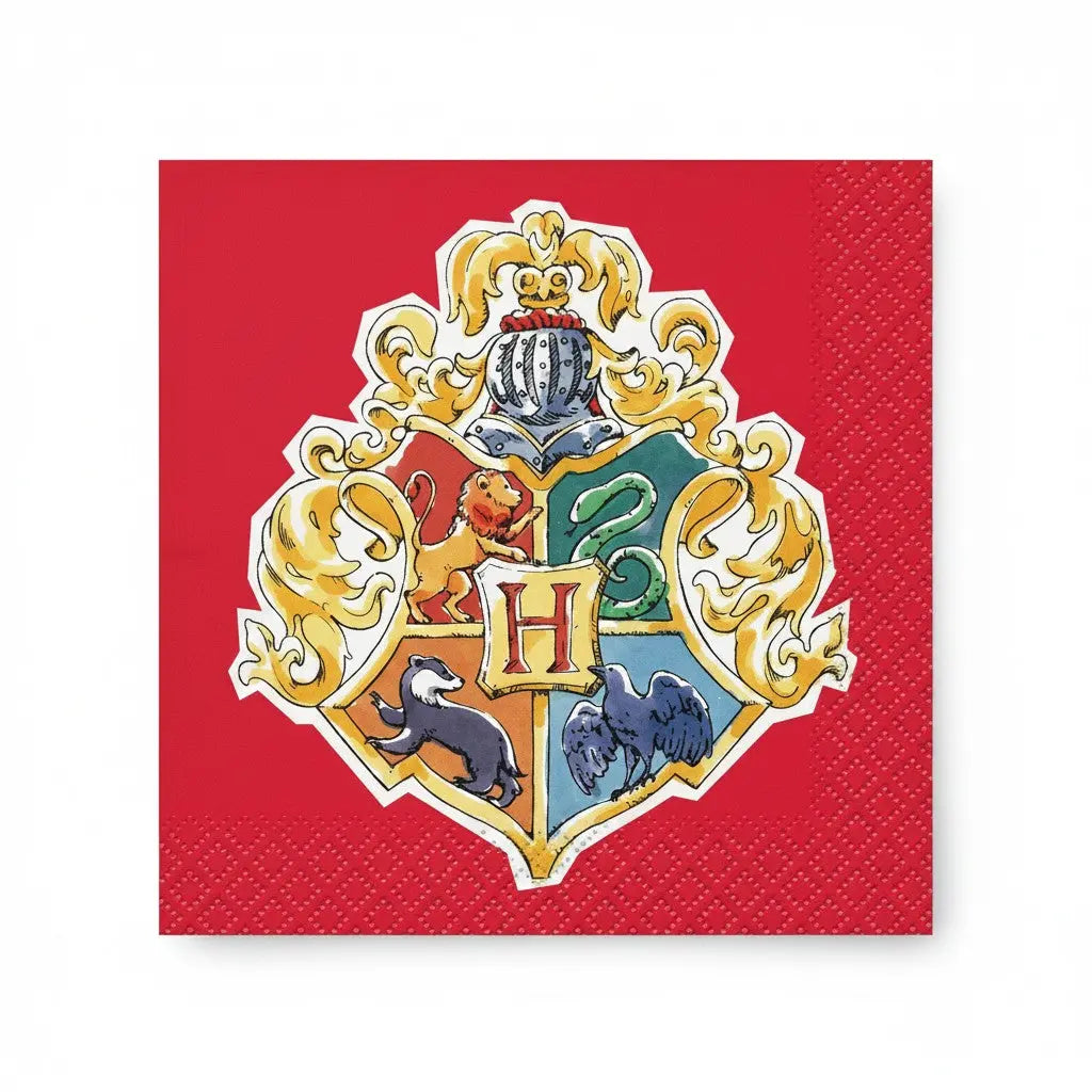 La boutique Aux 2 Balais Serviettes papier Harry Potter 4 Maisons Poudlard 25x25cm, lot de 16, rouge, vert, jaune, bleu.
