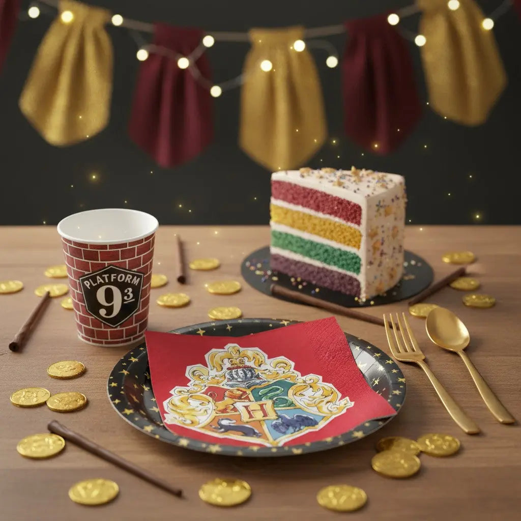 La boutique Aux 2 Balais - Serviettes papier Harry Potter 4 Maisons Poudlard 25x25cm, lot de 16