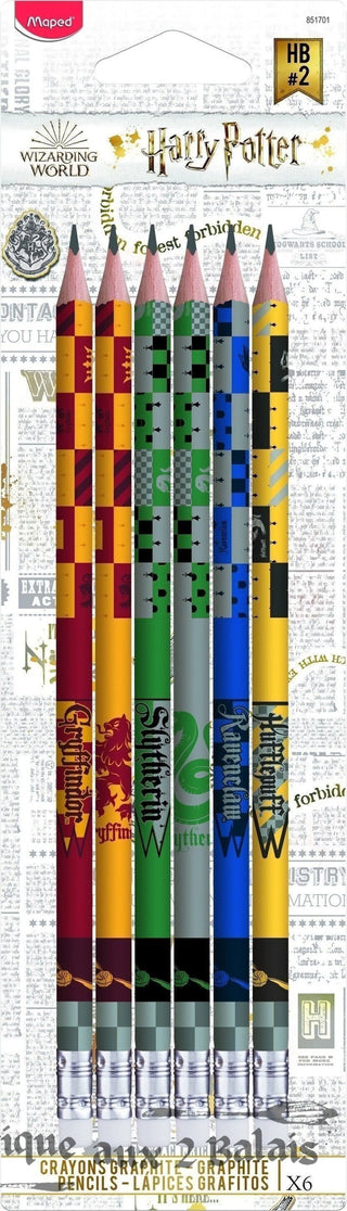 6 crayons graphite HB Harry Potter - gomme intégrée