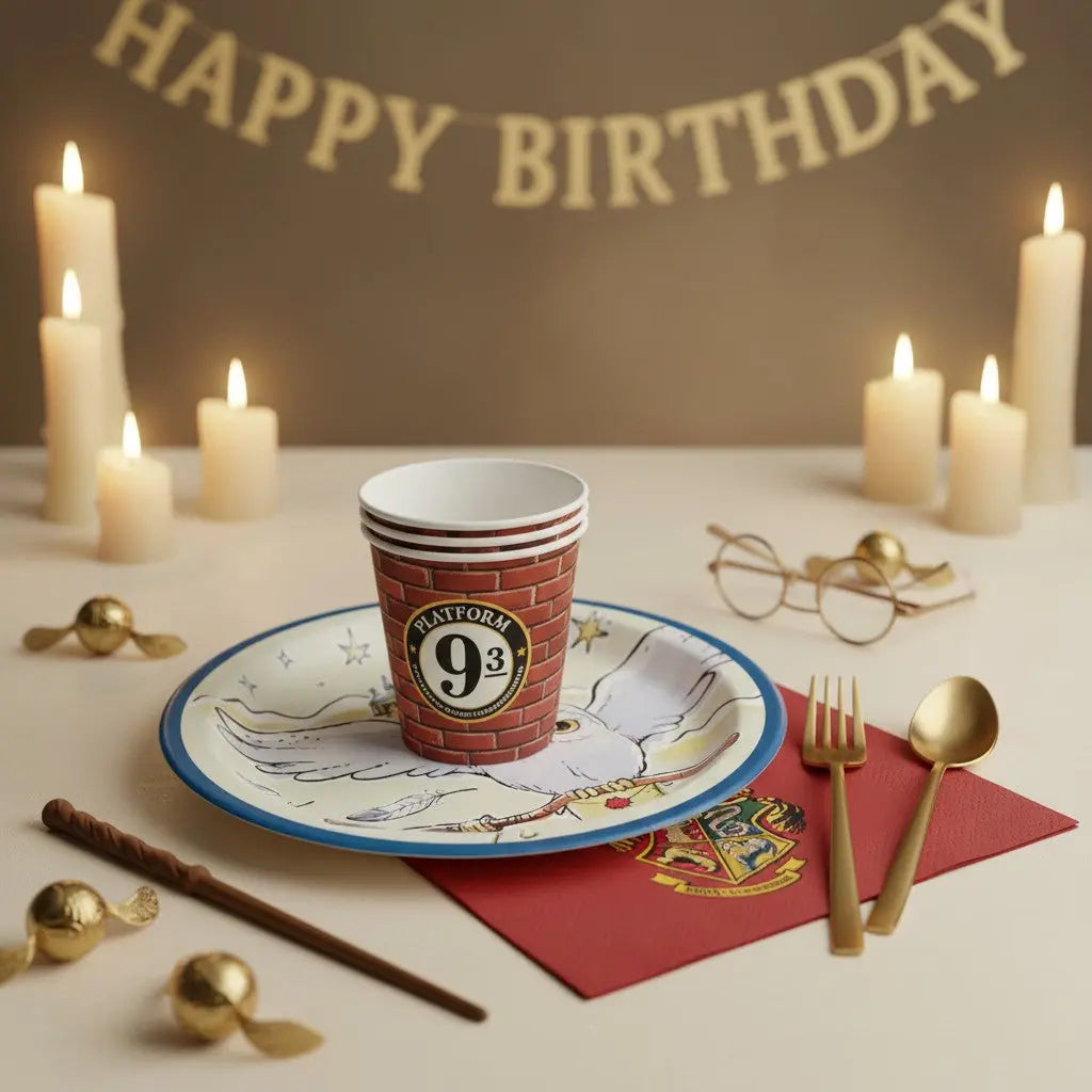 La boutique Aux 2 Balais : 8 assiettes en carton Harry Potter Hedwige et Poudlard 18 cm