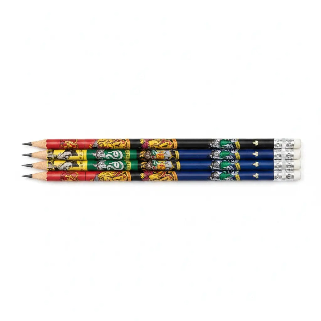 Lot de 8 crayons à papier Harry Potter aux couleurs des maisons de Poudlard, sous licence Warner Bros. par La boutique Aux 2 Balais.