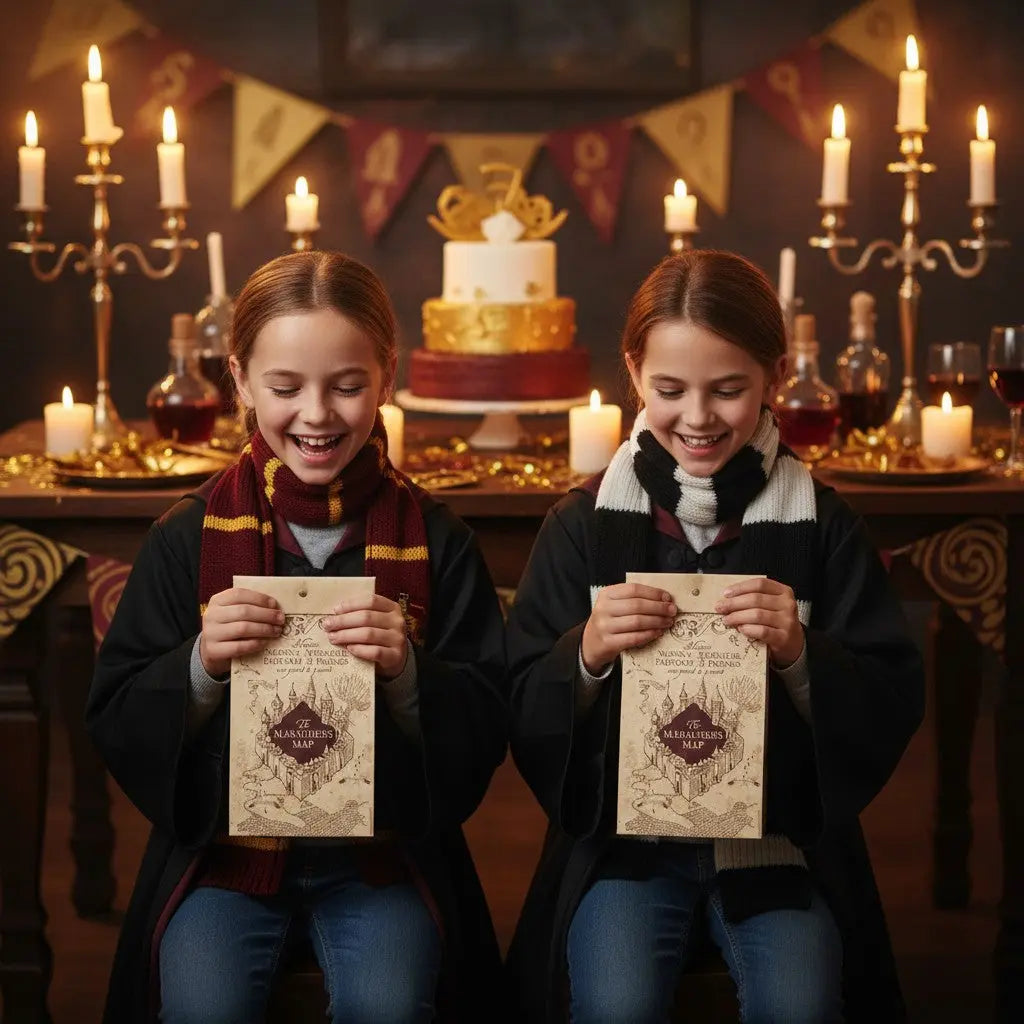 Lot de 8 sacs cadeaux Harry Potter Carte du Maraudeur en papier kraft, 30x15cm, avec sceau rouge.