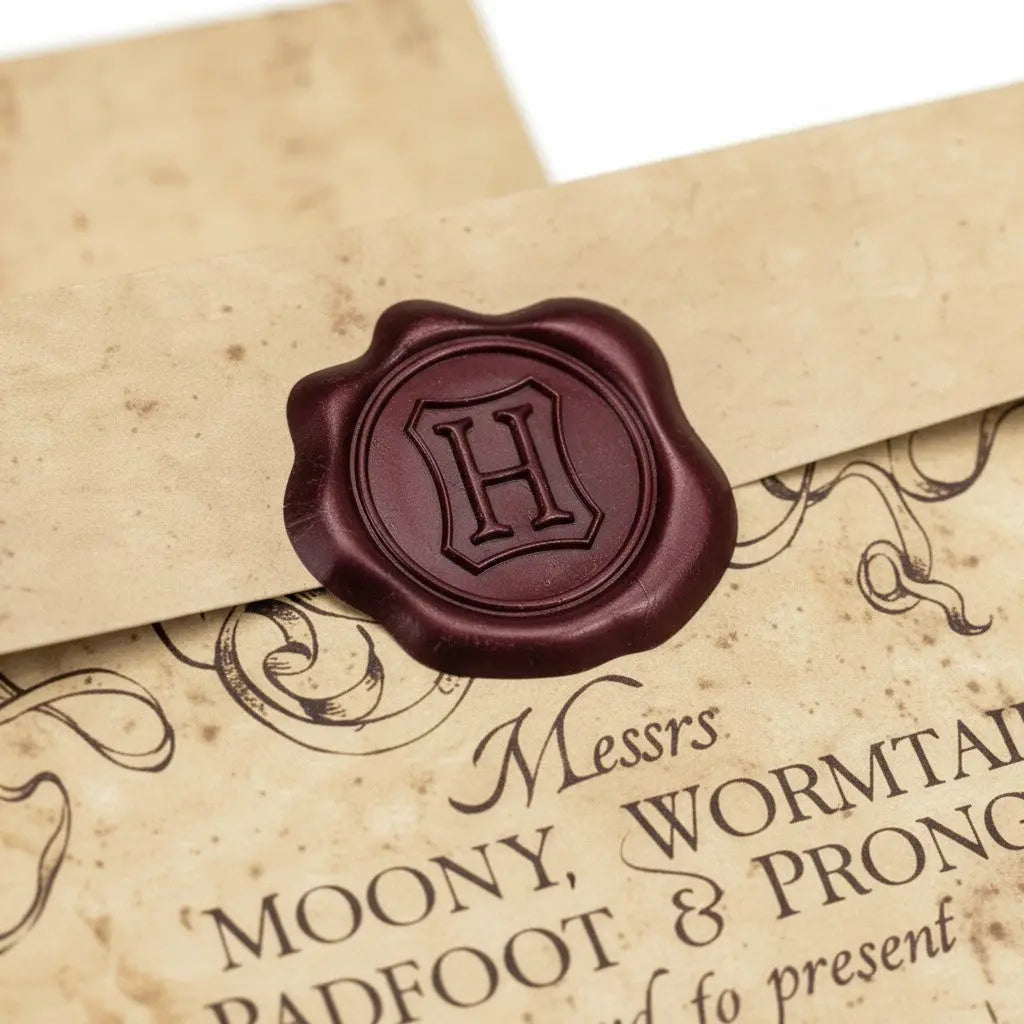 Lot de 8 sacs cadeaux Harry Potter Carte du Maraudeur 30x15cm en papier, avec sceau rouge "H". La boutique Aux 2 Balais.