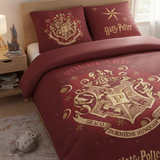 Parure Housse Couette Rouge Hogwarts 140x200 cm - Coton 100% Harry Potter -  La boutique Aux 2 Balais