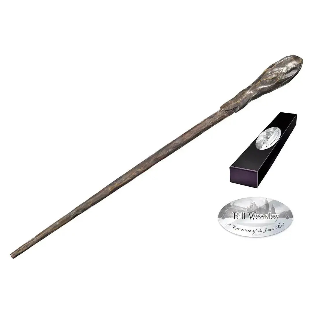 La boutique Aux 2 Balais : Baguette Bill Weasley en résine texturée, réplique fidèle Harry Potter, boîte collection.