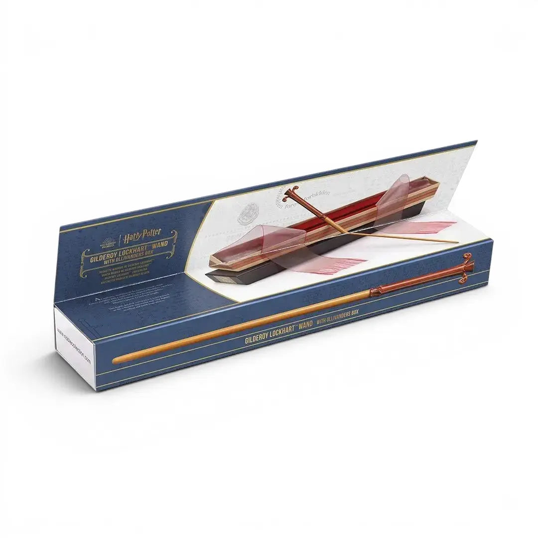 La boutique Aux 2 Balais : Baguette Gilderoy Lockhart en résine, 44 cm, dans sa boîte Ollivander Harry Potter, licence Warner Bros.