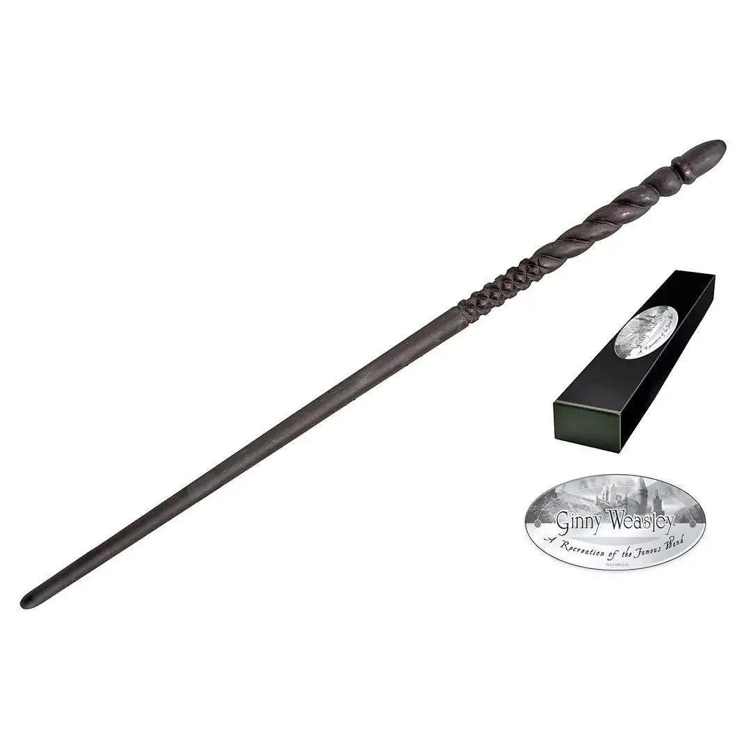 La boutique Aux 2 Balais : réplique baguette Ginny Weasley en résine, manche torsadé, boîte collection Warner Bros.