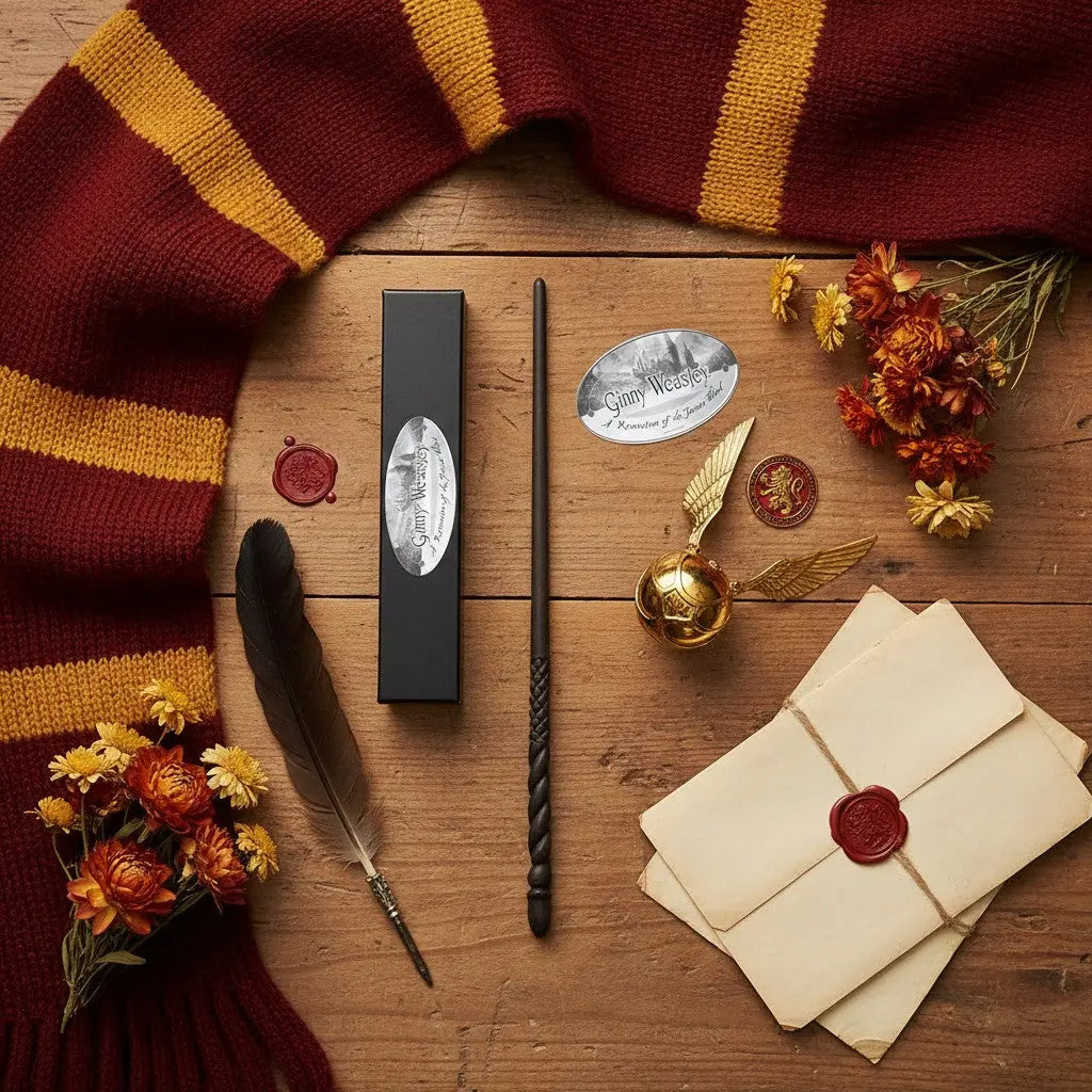 La boutique Aux 2 Balais Baguette Ginny Weasley en résine avec manche torsadé, réplique officielle de Harry Potter.