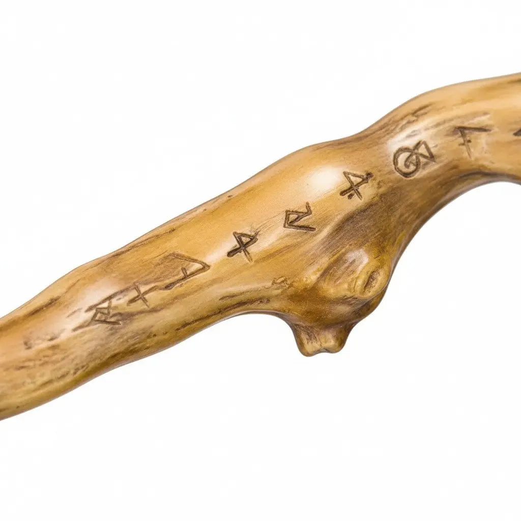 La baguette Gregorovitch de La boutique Aux 2 Balais, réplique en résine sculptée et irrégulière, avec boîte et plaque nominative.