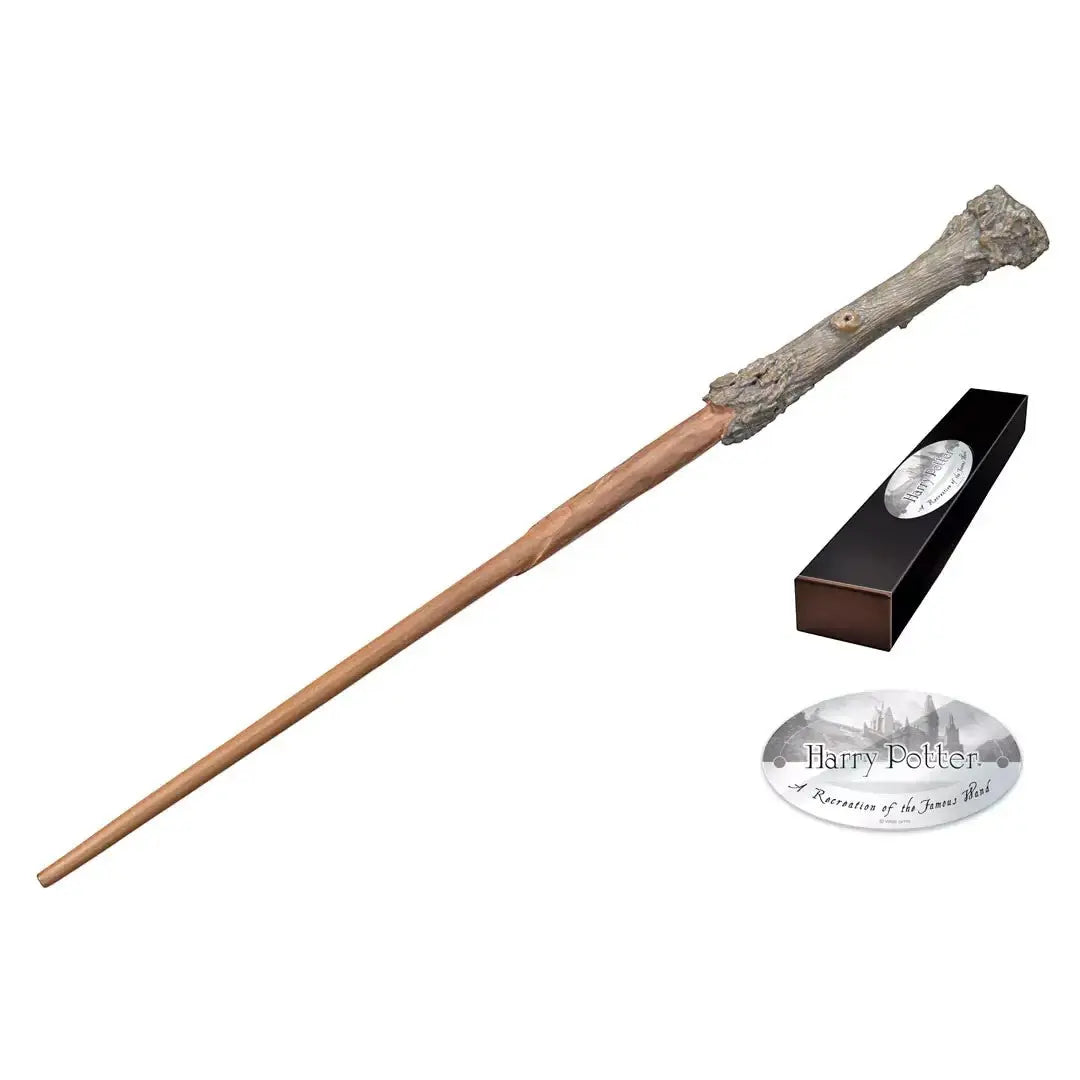 La boutique Aux 2 Balais Baguette Harry Potter officielle en résine, manche écorce brute, 35cm, avec boîte de collection.