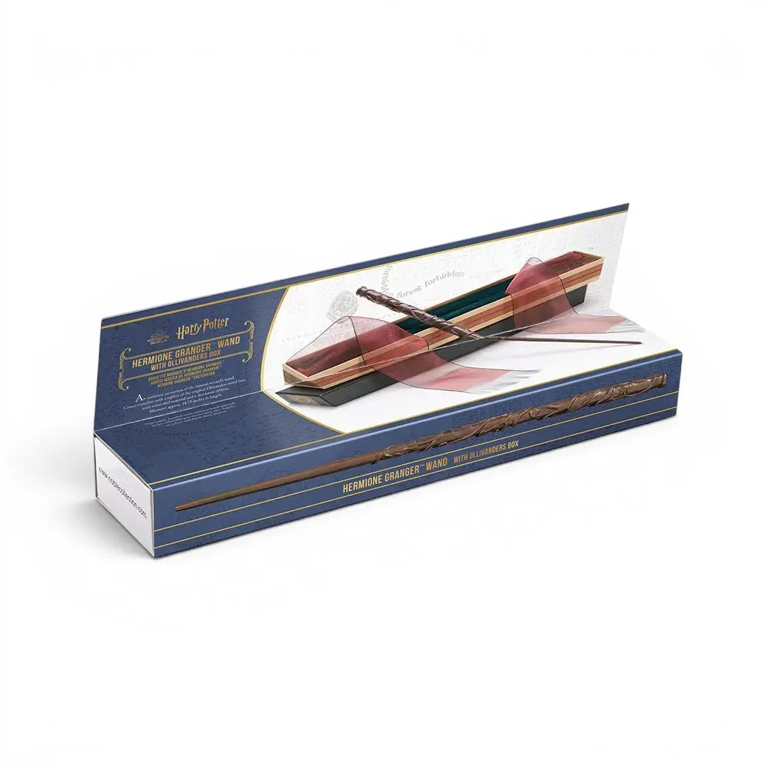 La boutique Aux 2 Balais : Baguette magique Hermione Granger en résine, 37.3 cm, dans sa boîte Ollivander avec certificat d'authenticité.