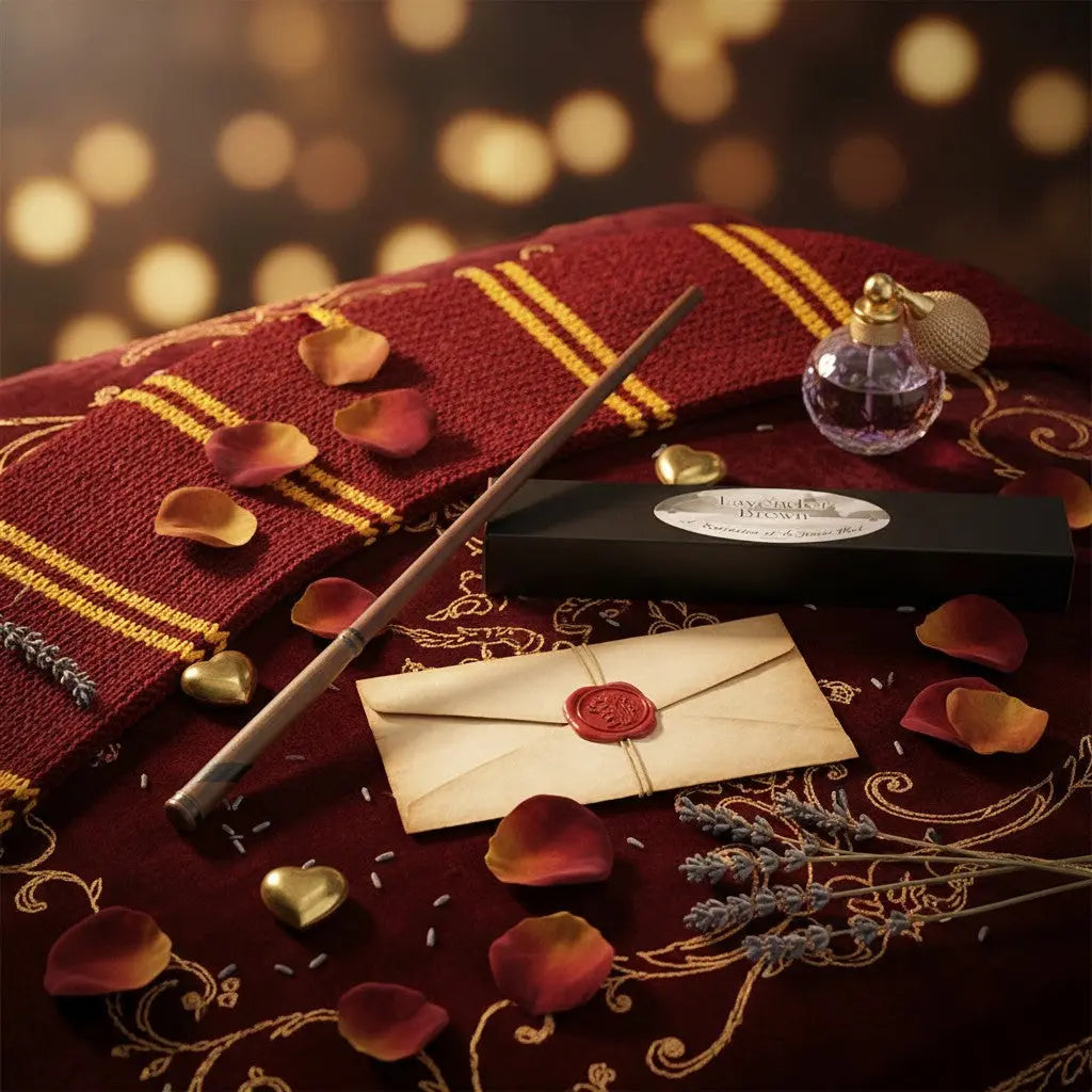La boutique Aux 2 Balais Baguette Lavande Brown en résine bicolore, réplique de collection Harry Potter, 29,5 cm.