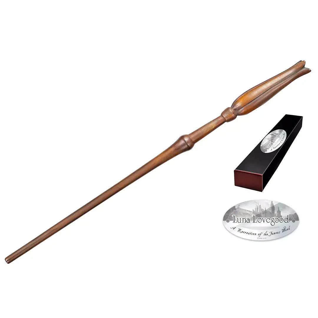 La boutique Aux 2 Balais : baguette Luna Lovegood en résine, réplique officielle Warner Bros., manche tulipe, 34 cm.