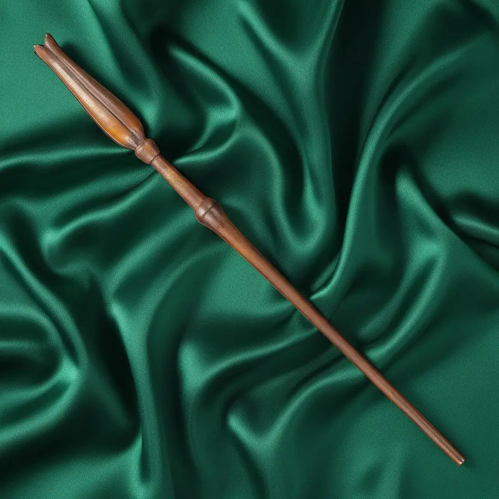 La boutique Aux 2 Balais : Baguette de Luna Lovegood en résine marron, réplique Harry Potter, 34 cm, boîte Ollivander incluse.