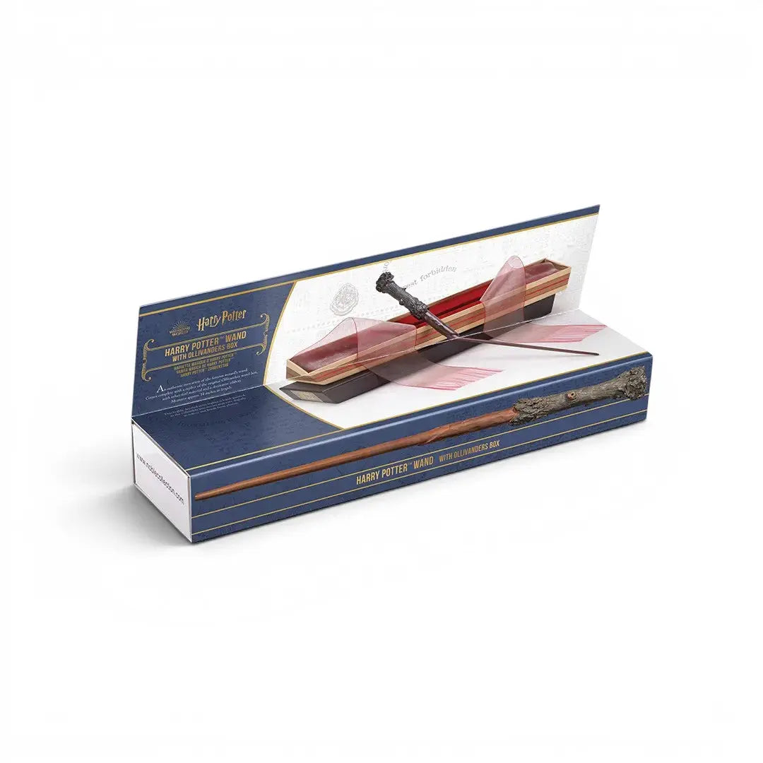La boutique Aux 2 Balais : Réplique de la baguette magique Harry Potter en résine, 38 cm, dans sa boîte Ollivander avec certificat.