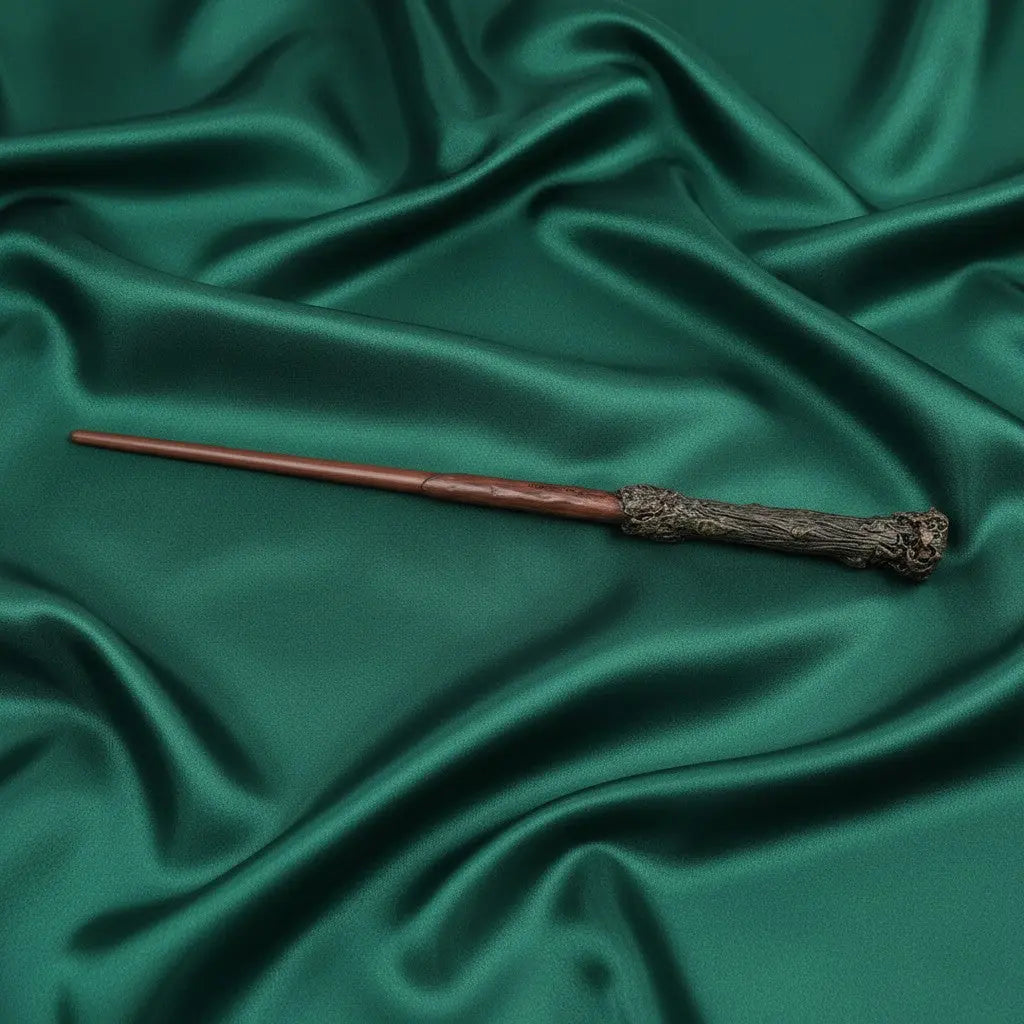 Baguette magique Harry Potter en résine marron et verte, réplique Ollivander 38 cm, La boutique Aux 2 Balais