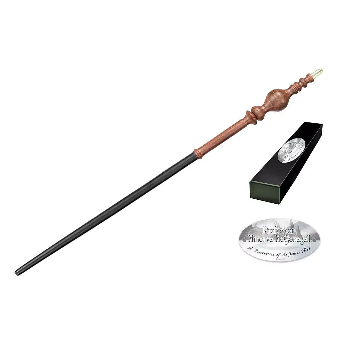 La baguette Minerva McGonagall de La boutique Aux 2 Balais, réplique en résine imitation bois de sapin, 40 cm, avec boîte de collection.