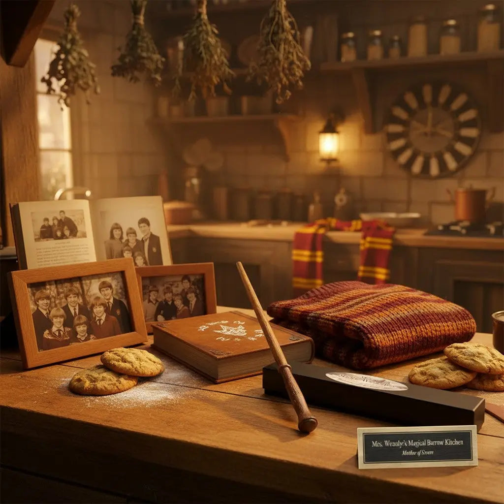 La boutique Aux 2 Balais : Baguette Molly Weasley en résine, couleur bois clair, réplique officielle Harry Potter.