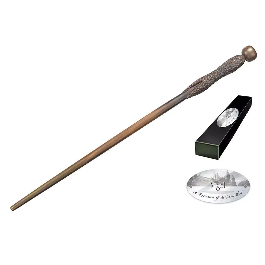 Baguette Nigel Wolpert La boutique Aux 2 Balais en résine imitation bois sombre, 37 cm, avec manche sculpté et boîte de collection.