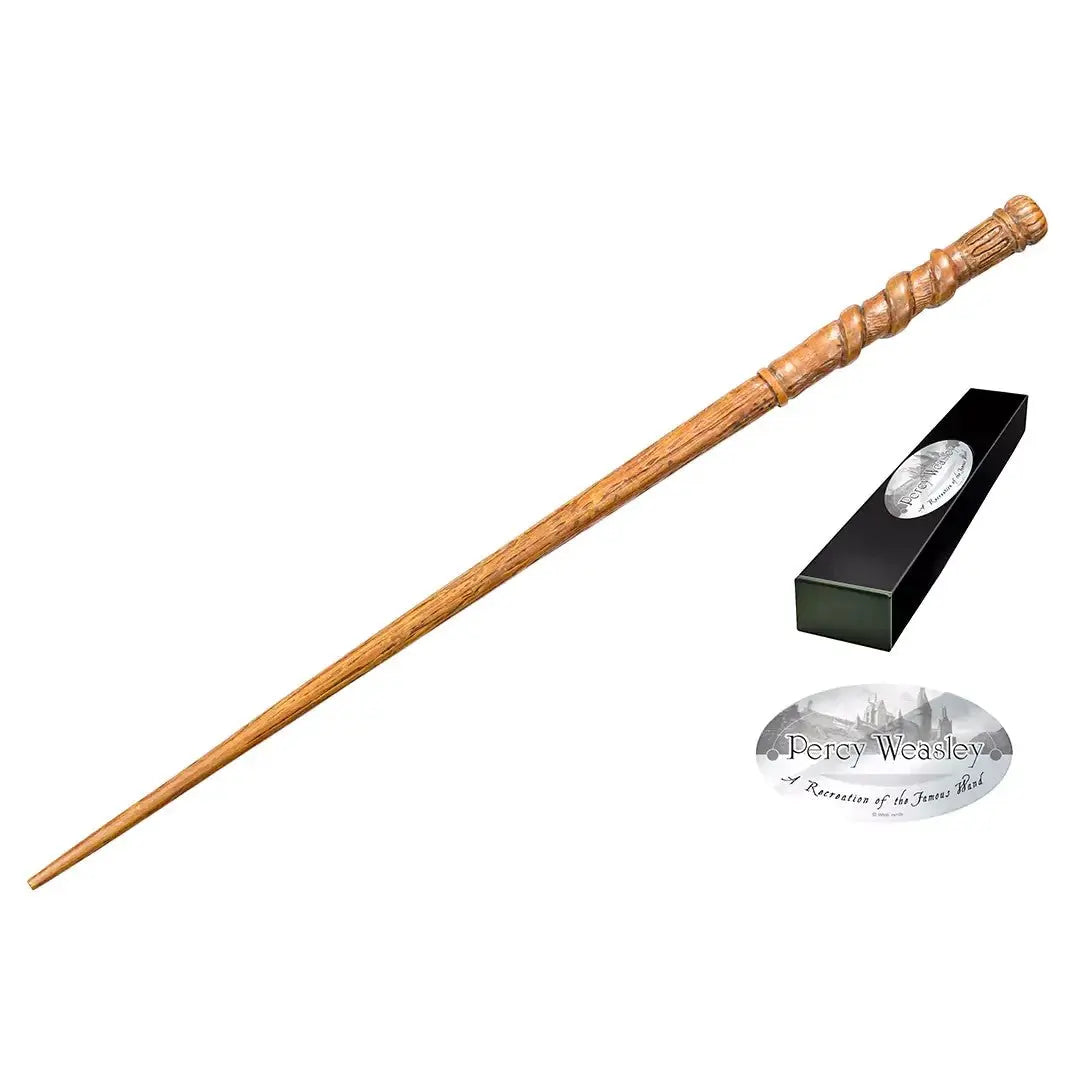 Baguette magique Percy Weasley en résine imitation bois clair, manche spirale, La boutique Aux 2 Balais