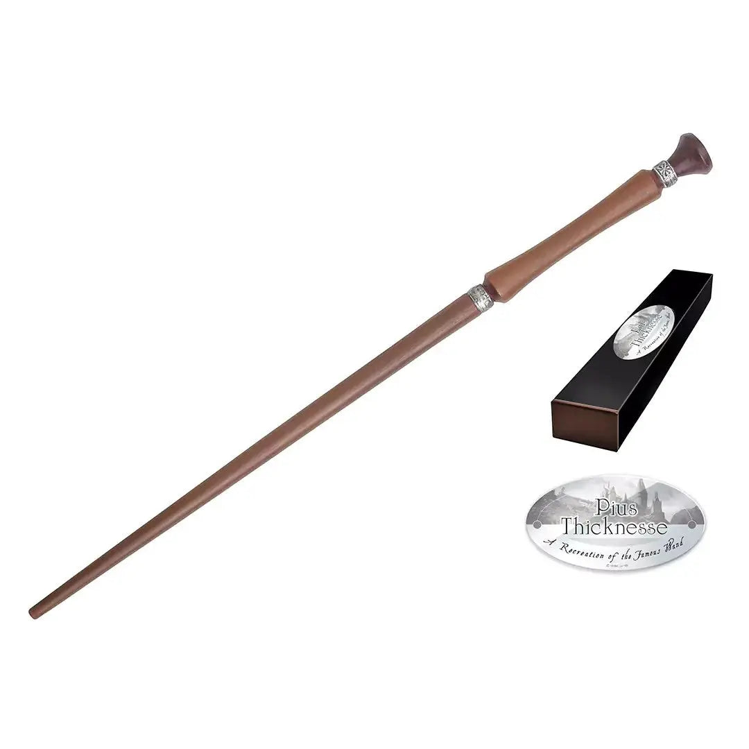 La boutique Aux 2 Balais : Baguette Pius Thicknesse en résine marron avec détails argentés, 37 cm, sous licence Warner Bros.