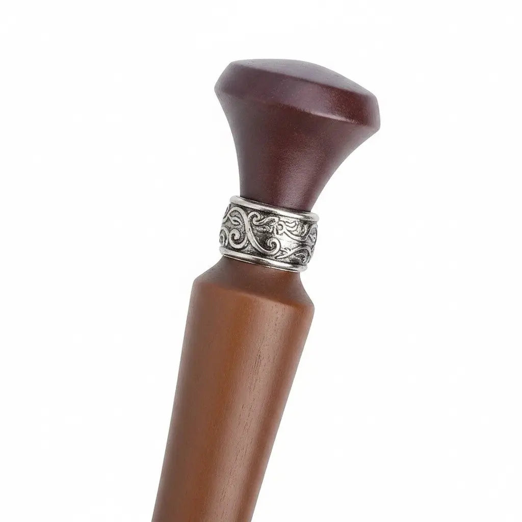La boutique Aux 2 Balais : Baguette Pius Thicknesse en résine marron avec anneaux argentés, réplique 37cm, boîte collection Warner Bros.