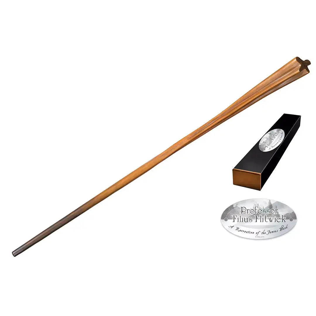 La boutique Aux 2 Balais : Baguette du Professeur Flitwick en résine, réplique authentique avec boîte de collection et plaque nominative.
