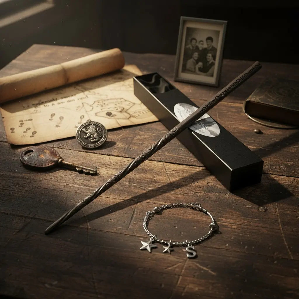 La baguette Sirius Black noire, réplique officielle Harry Potter, ornée de runes gravées en relief, 38 cm, La boutique Aux 2 Balais