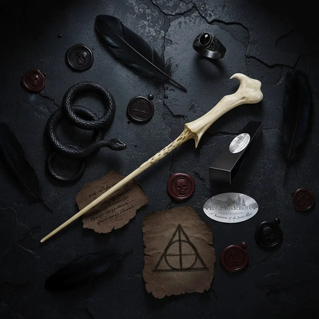 La boutique Aux 2 Balais : Baguette Voldemort en résine, réplique fidèle, 35 cm, boîte de collection, licence Warner Bros.