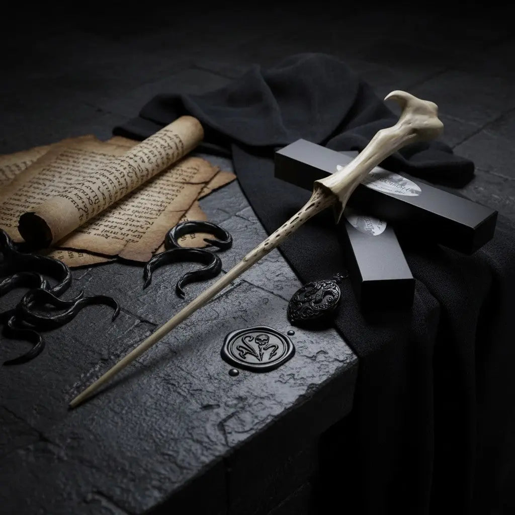 La boutique Aux 2 Balais : Baguette Voldemort en résine, réplique fidèle, 35 cm, boîte de collection.