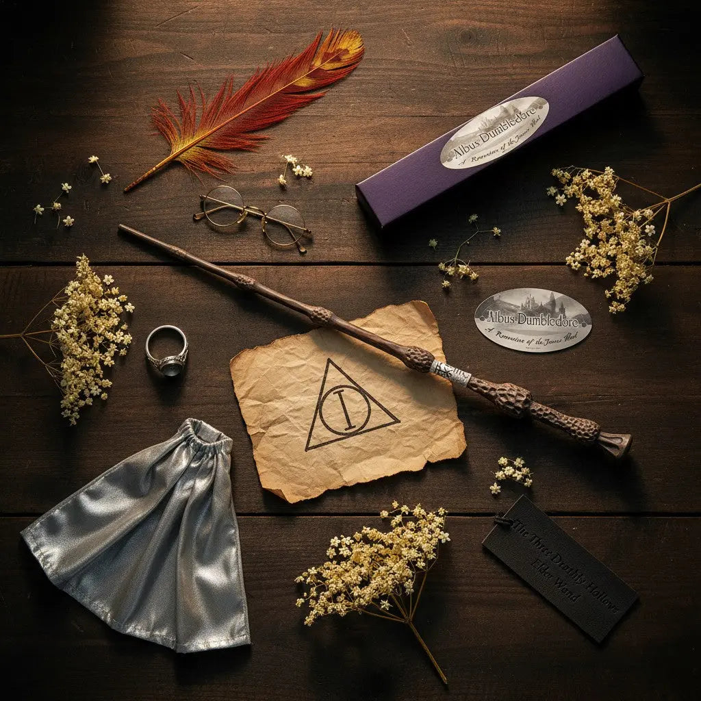 La boutique Aux 2 Balais Baguette de Sureau Dumbledore en résine marron avec manche sculpté, réplique Warner Bros.