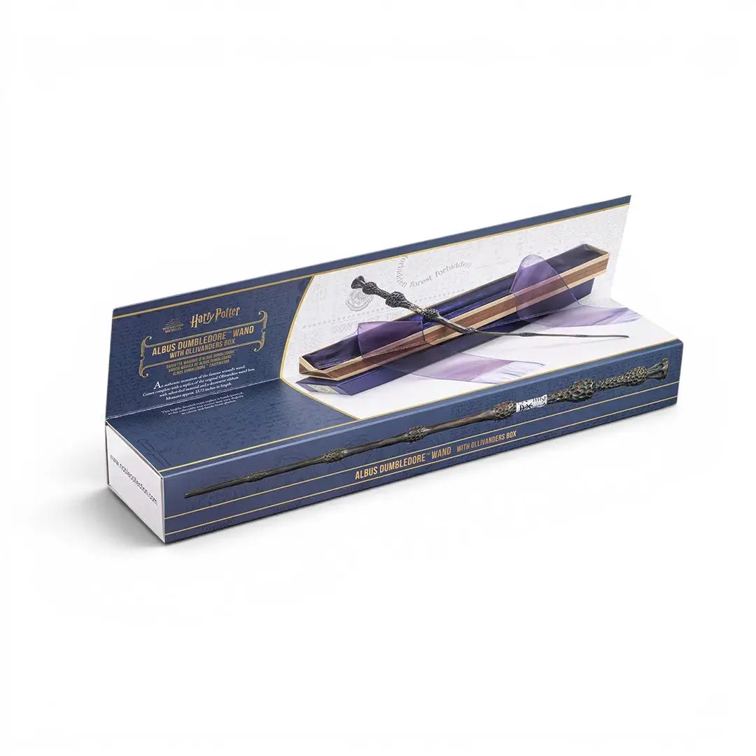 La boutique Aux 2 Balais : Baguette de Sureau Dumbledore en résine, réplique Harry Potter, 40 cm, boîte Ollivander.