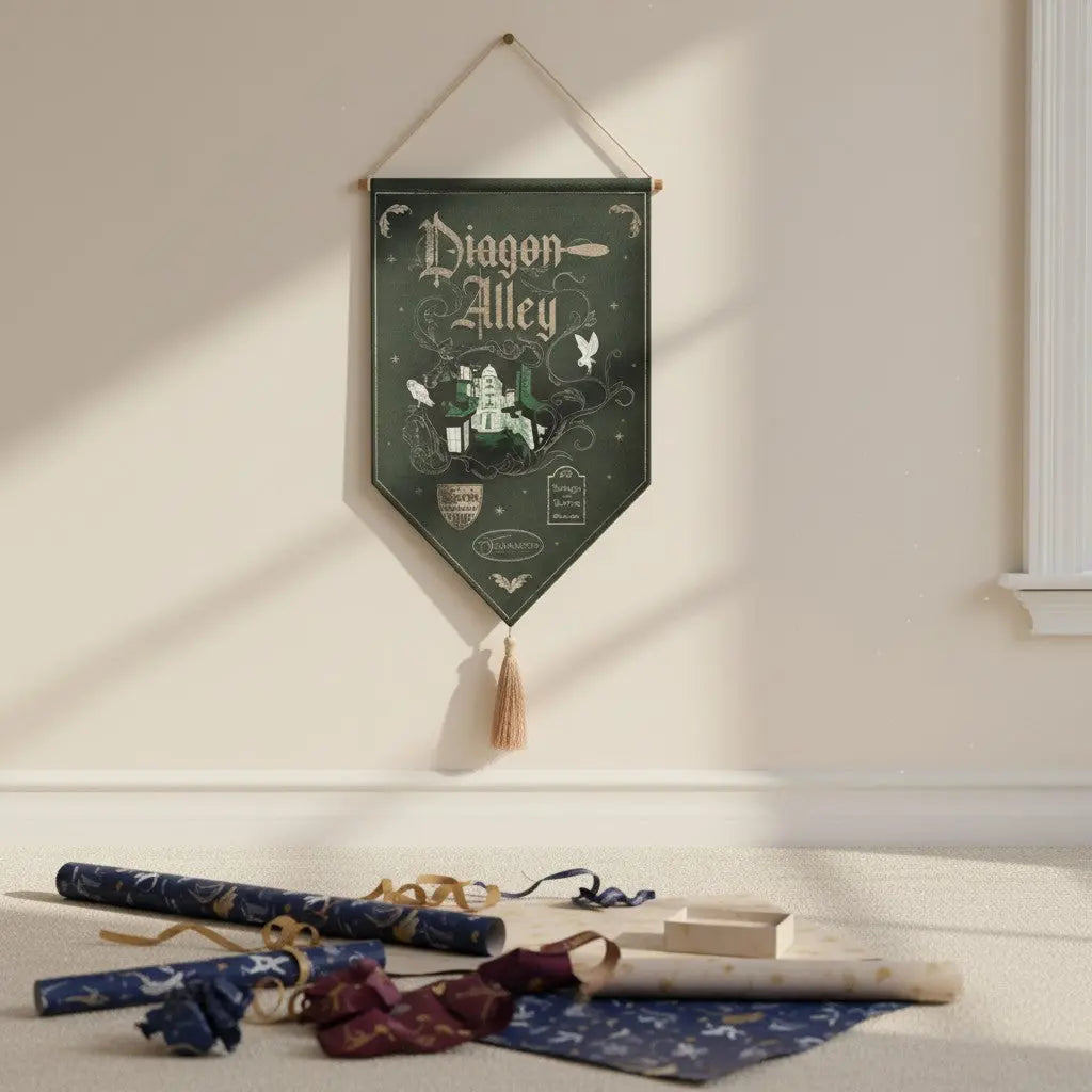 Bannière murale verte Chemin de Traverse Harry Potter sous licence officielle La boutique Aux 2 Balais