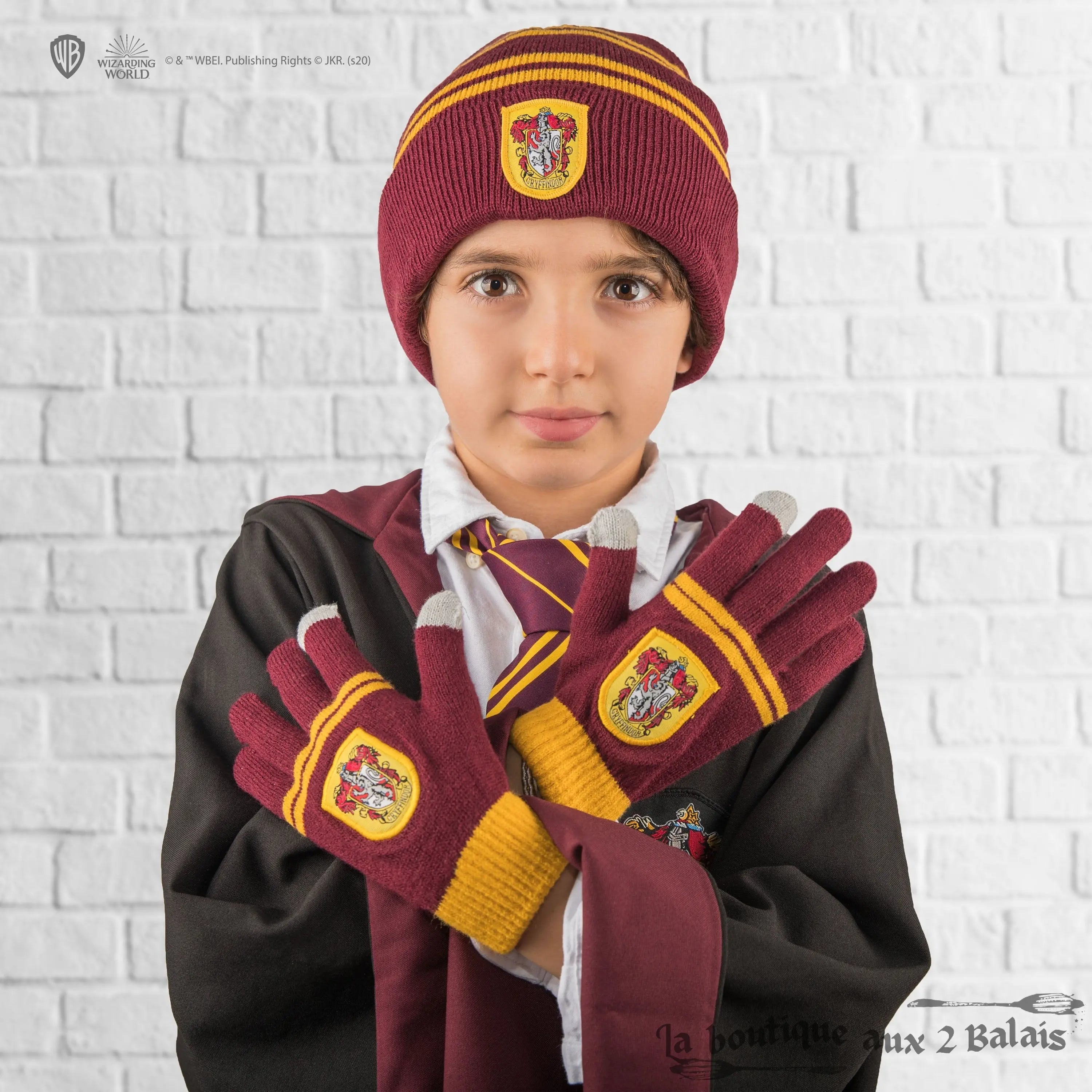 Bonnet & Gants Tactiles Gryffondor Enfants – Acrylique doux