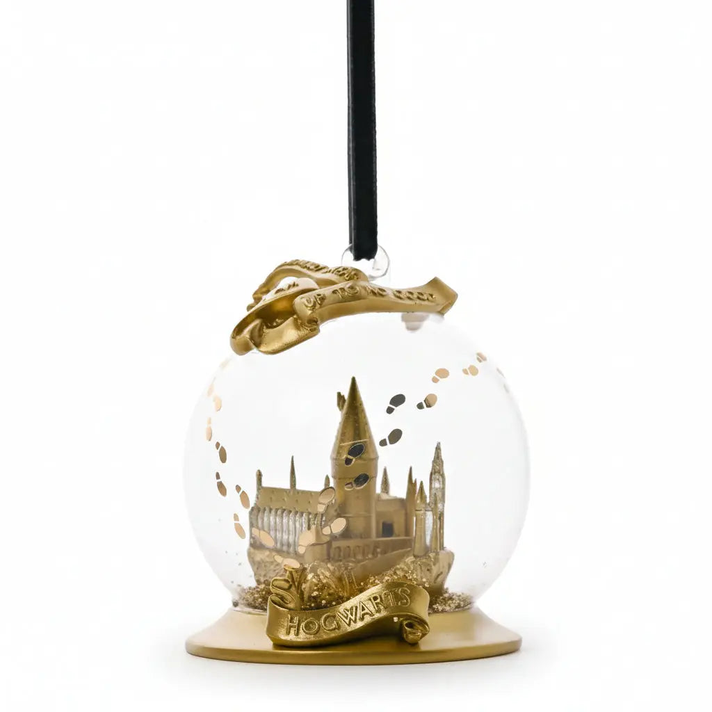 Boule de Noël Château Poudlard Doré - Harry Potter -  La boutique Aux 2 Balais