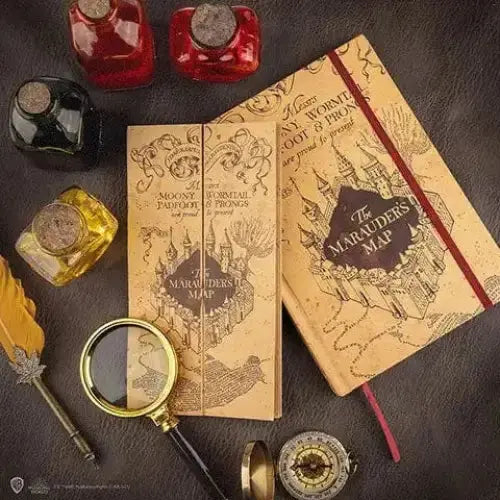 Carnet Carte du Maraudeur avec sa réplique -  La boutique Aux 2 Balais