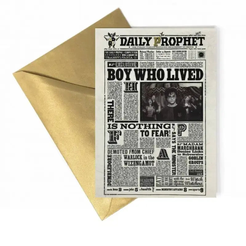 Carte + Enveloppe Minalima Boy who lived Lenticulaire -  La boutique Aux 2 Balais