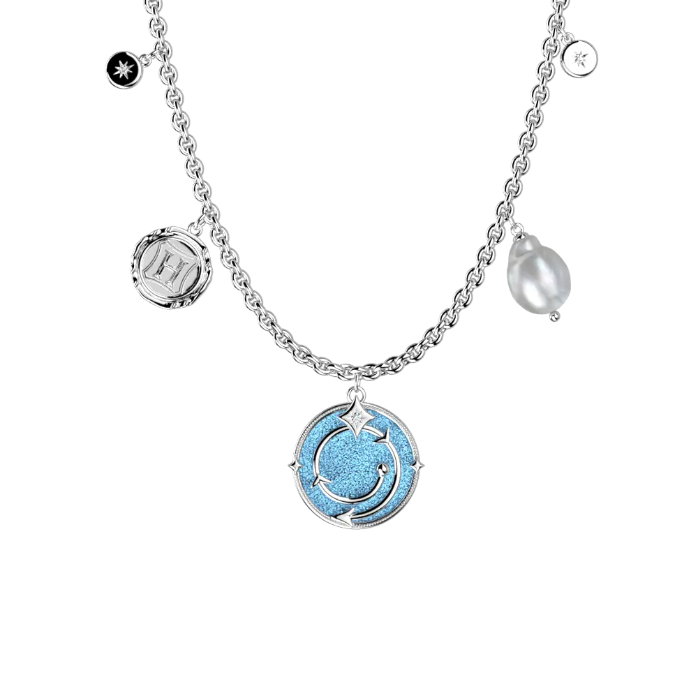 Collier Pampilles Enchantement Harry Potter - Argenté - Cuir Ciel Étoilé et Marine