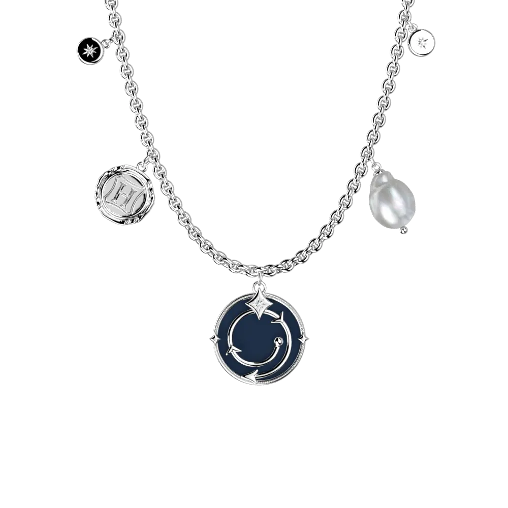 Collier Pampilles Enchantement Harry Potter - Argenté - Cuir Ciel Étoilé et Marine