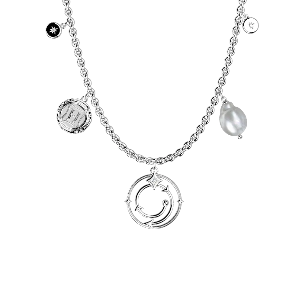 Collier Pampilles Enchantement Harry Potter - Argenté - Cuir Ciel Étoilé et Marine