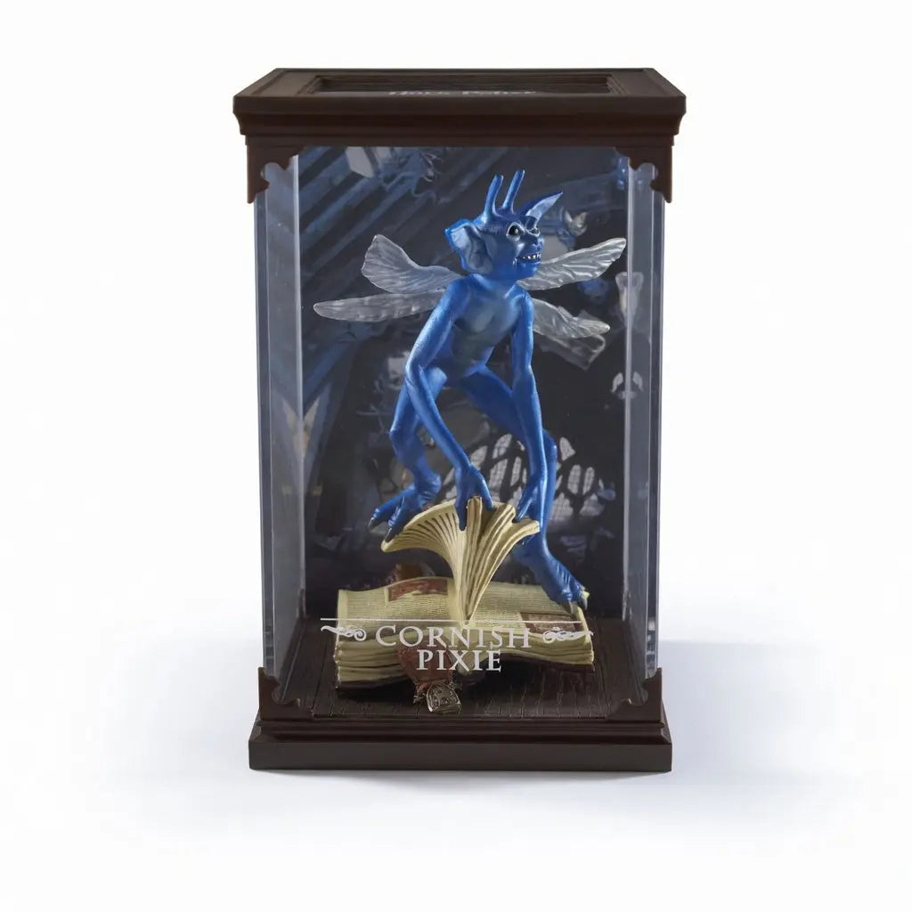 Figurine Lutin de Cornouailles Harry Potter Noble Collection PVC bleu vif peint a la main pose espiegle
