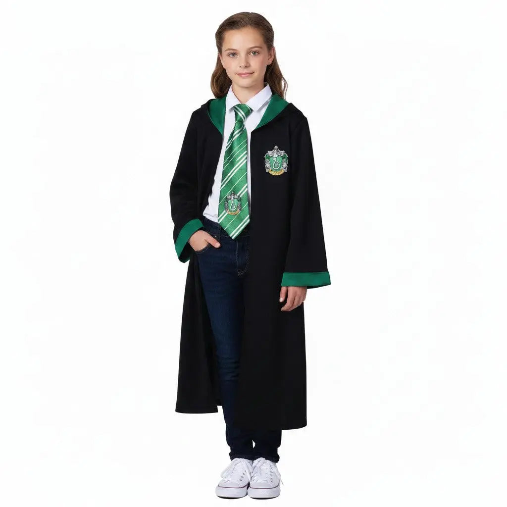 Disfraz de Slytherin para niños - Túnica de mago con capucha 7-14 años