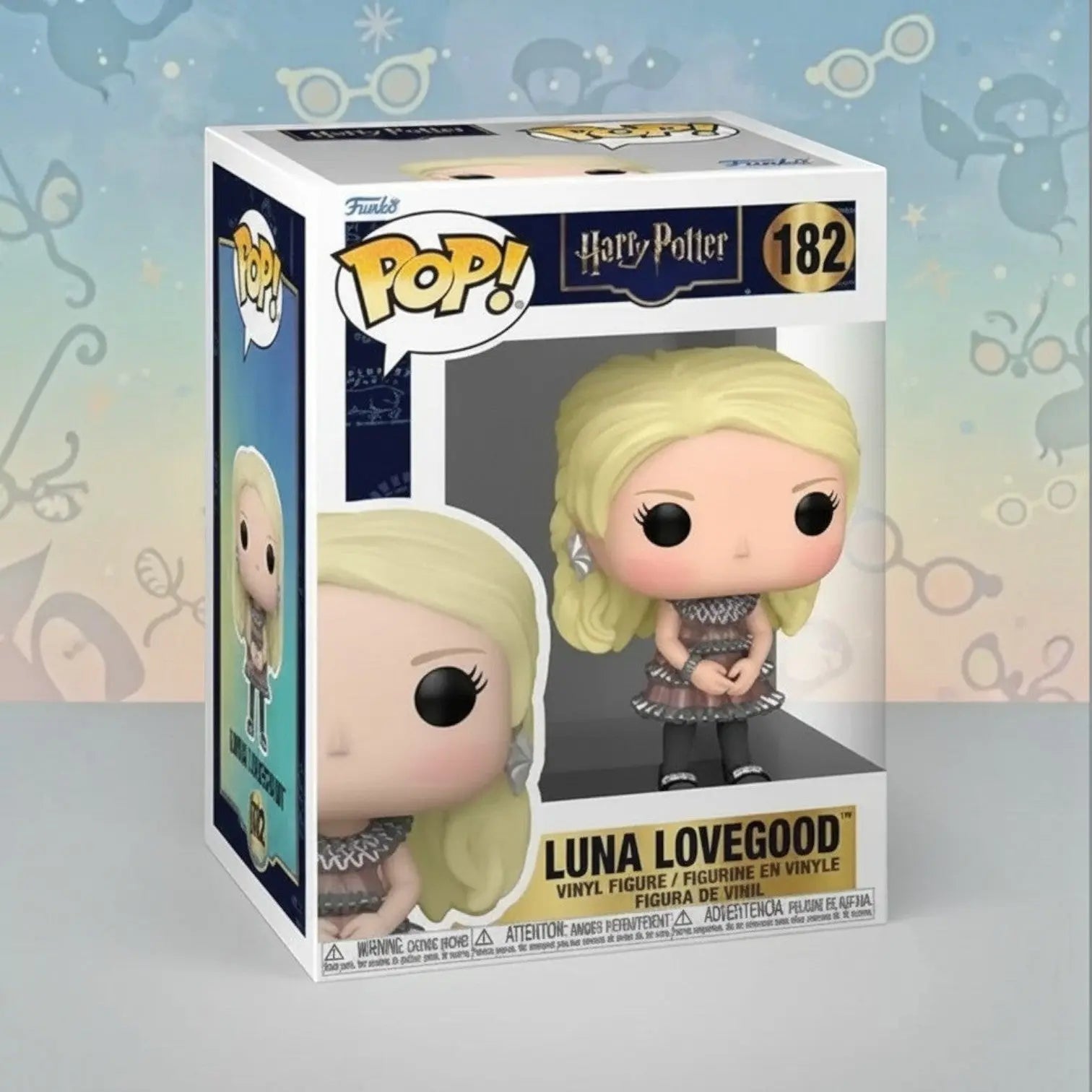 Figurine Funko POP La boutique Aux 2 Balais Luna Lovegood 182 en robe de fête argentée, sous licence Harry Potter