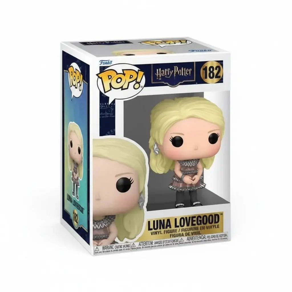 Figurine Funko POP La boutique Aux 2 Balais Luna Lovegood 182 en robe de fête argentée, sous licence Harry Potter