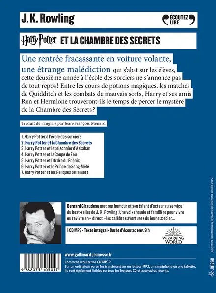 Harry Potter Tome 2 : La Chambre des Secrets -  Livre Audio -  La boutique Aux 2 Balais