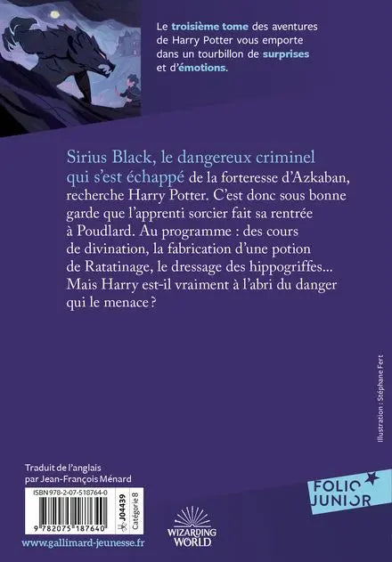 Harry Potter Tome 3 : Le Prisonnier d'Azkaban - Folio Junior -  La boutique Aux 2 Balais